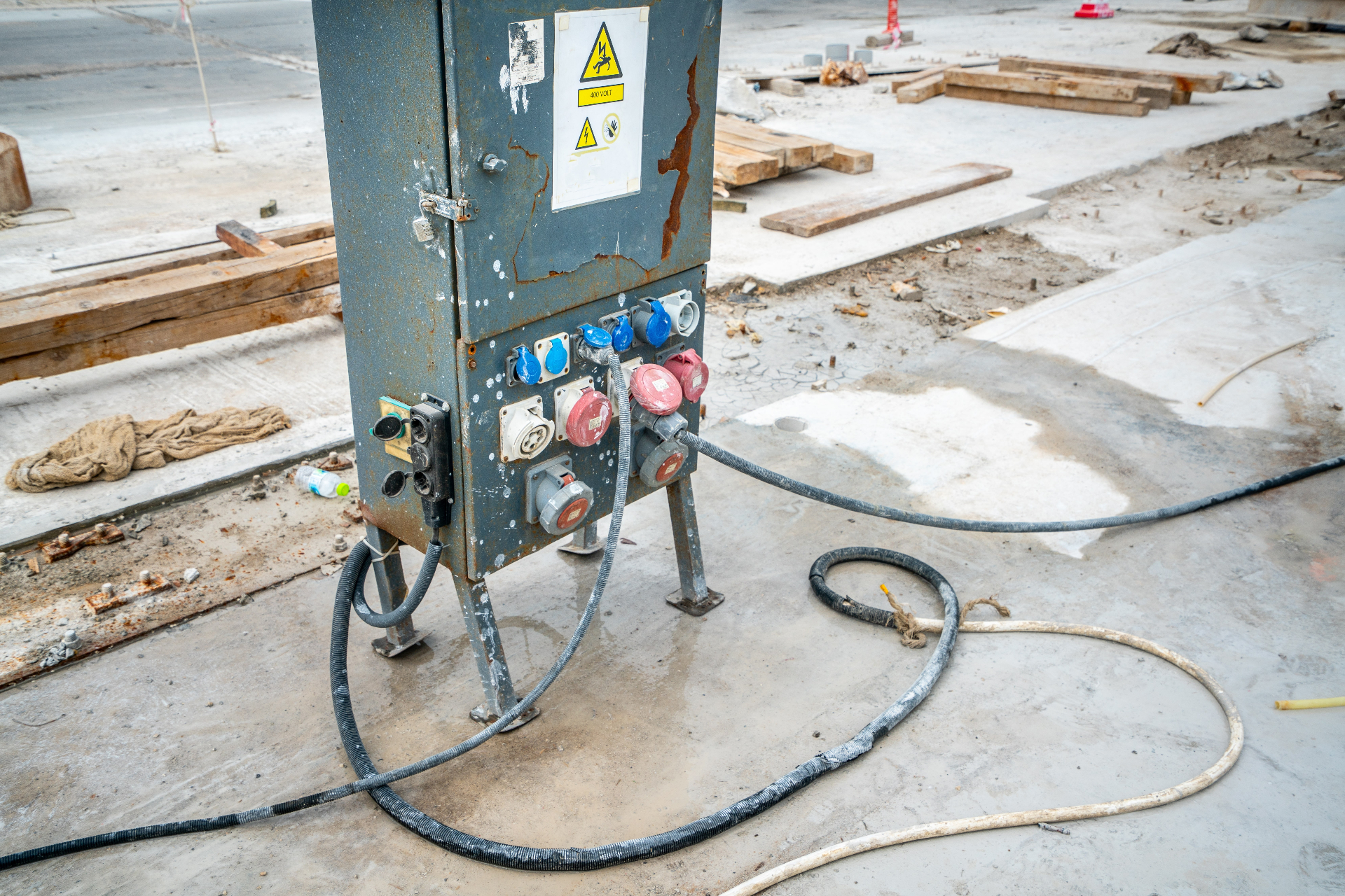 GPM London engineer installing temporary site electrics